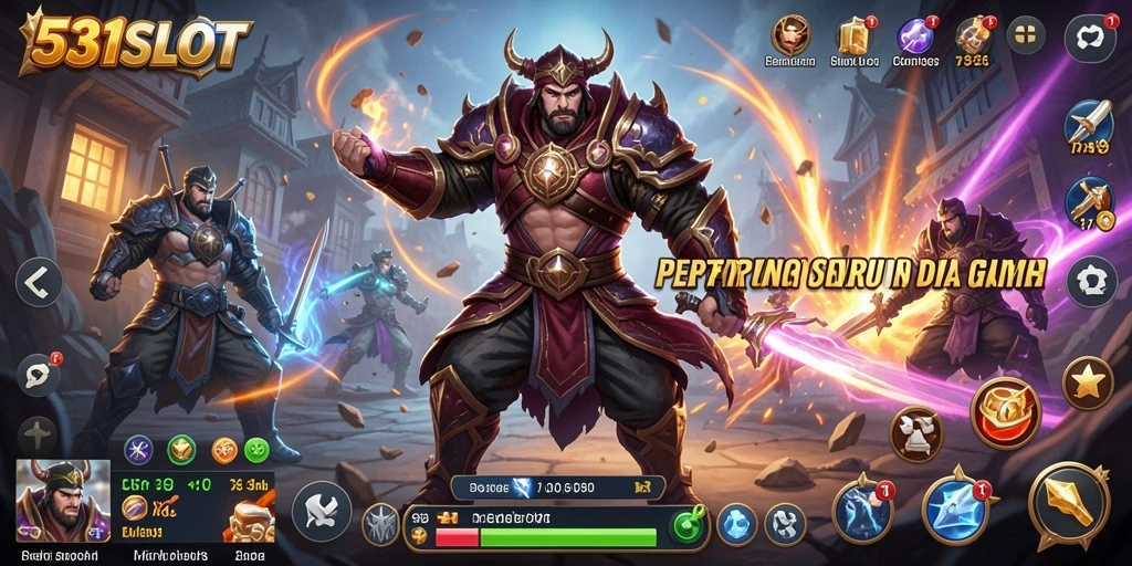 Screenshot permainan 531SLOT yang menunjukkan aksi pertarungan intens.