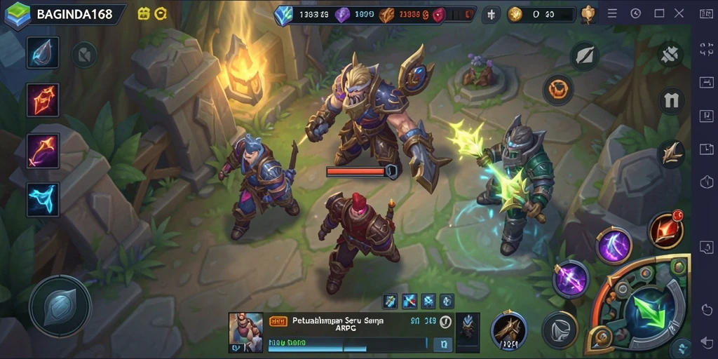 Screenshot gameplay BAGINDA168 menampilkan aksi pertempuran yang seru.