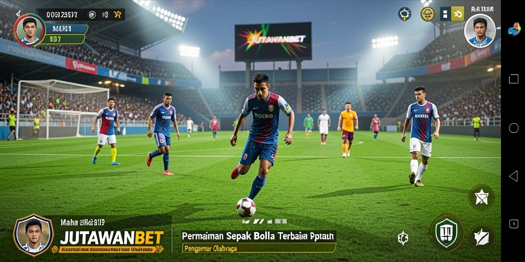 Screenshot gameplay JUTAWANBET menampilkan aksi seru dari pertandingan sepak bola.